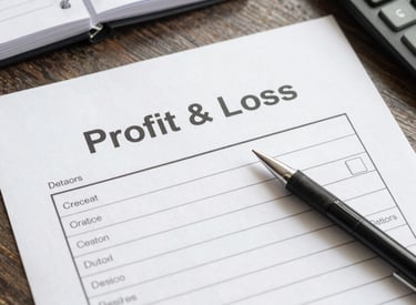 Close-up of hands entering data into accounting software on a laptop.