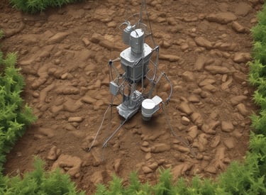 Close-up of water sampling equipment collecting river water for analysis.