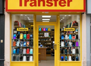 A friendly store front with a bright sign reading 'mundo.com' and customers happily interacting inside.