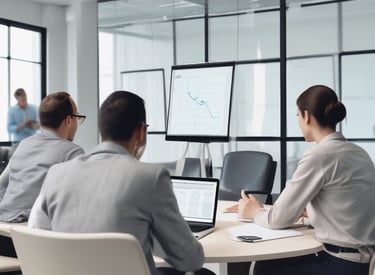 Professional lawyers discussing telecommunications regulations in a modern office.