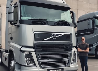 Technician inspecting a heavy-duty vehicle engine with diagnostic tools