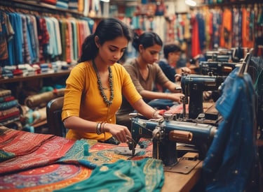 A neatly finished churidar set laid out on a wooden table.
