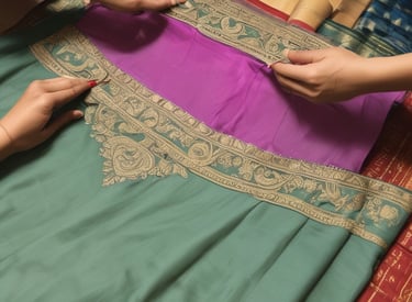 A tailor making precise alterations on a school uniform.