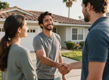Riverside homeowner discussing selling house with cash buyer