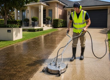 Pressure washing driveway