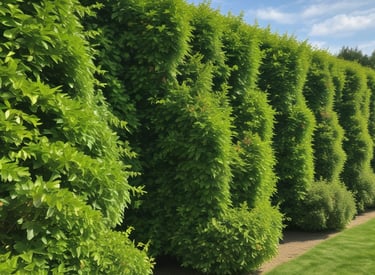 Rows of evergreen conifers standing tall in the nursery.
