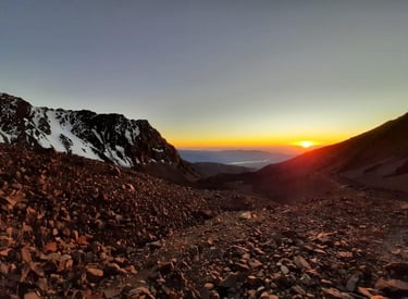 amazing sunset at the Andes frontal range in Mendoza