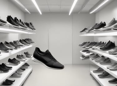 Close-up of skilled artisans crafting a sneaker prototype in the design center.