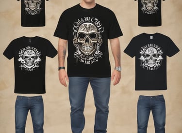 Custom printed t-shirts laid out neatly showcasing vibrant logos.