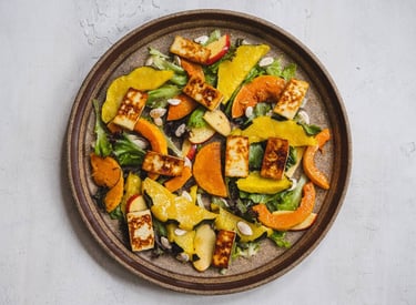 Roast squash and halloumi salad recipe from Dan Clapson's cookbook Prairie
