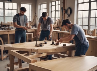 A friendly uniformed technician fixing a kitchen sink in a bright, cozy home.