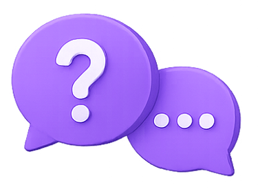 Purple question bubble illustration for MuleBuy spreadsheet FAQ for UK buyers