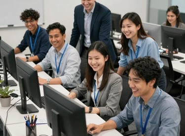 Team collaborating over SAP migration plans in a modern office.