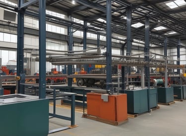 A professional reviewing metal construction catalogs on a sleek digital tablet in an industrial office setting.