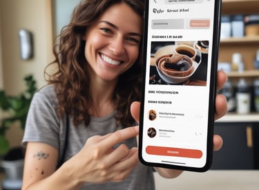 Image of a smartphone showing an upcoming coffee order app interface.