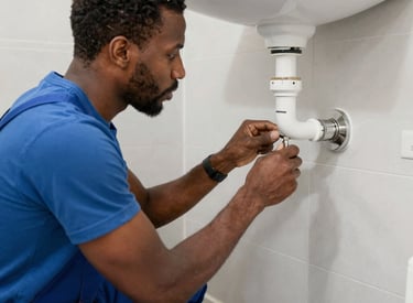 Technicians installing plumbing and electrical systems in a bathroom renovation project.