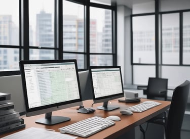 A sleek dashboard displaying automated workflow progress with blue and gray accents.
