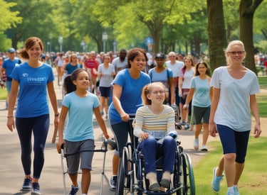 Close-up of hands tying running shoes, ready for a charity race.