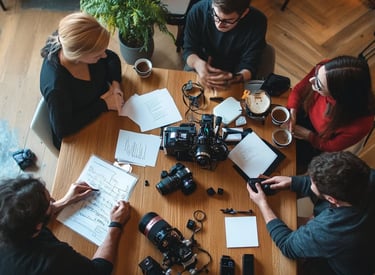 A group of creatives brainstorming ideas for a new project