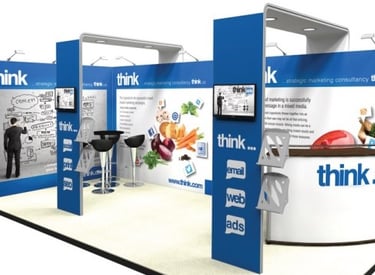 a trade show booth with a variety of different types of trade