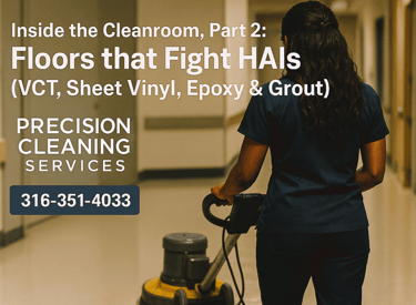 CLEANING INSIDE THE CLEANROOM FLOORS VCT SHEET VINYL EPOXY PRECISION CLEANING SERVICES WICHITA KANSAS