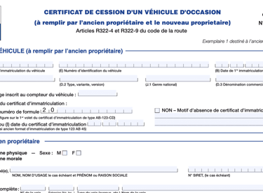 Déclaration d'Achat et Cession Véhicule Fréjus