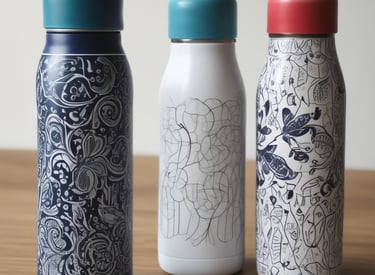 An assortment of vibrant mugs with different designs.