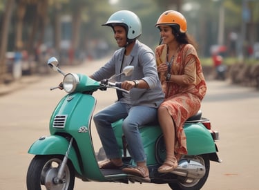 A couple enjoying bike rentals in Vizag