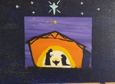 Réf : NAT240902. Nativité dans la grange. Bois 30x21. 40€.