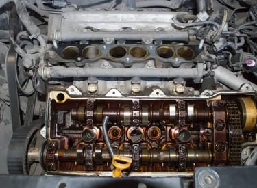 a car engine that is being changed