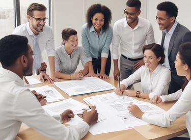 A high-end boutique with an elegant storefront featuring large glass windows and mannequins displaying formal attire. The store's name is displayed prominently above the entrance. The roof has geometric patterns, and there are decorative flower arrangements above.