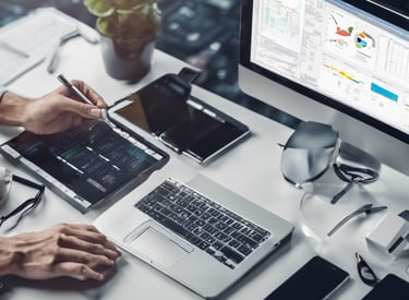 black and silver laptop computer on brown wooden table