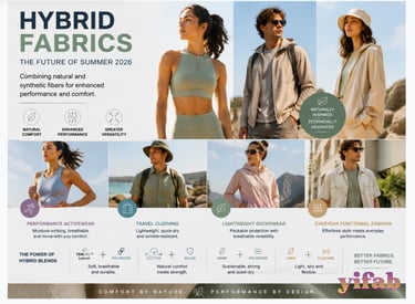 “Lightweight hybrid fabric for summer performance wear” “Breathable sustainable textile swatches”