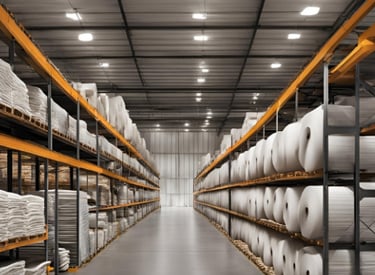 Warehouse of a textile fabric manufacturer under the yifab brand name