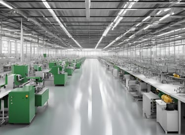 Production hall of a textile fabrics manufacturer