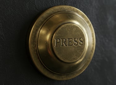 Round door buzzer that says press
