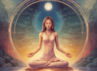 Hands performing a massage on a person's back, applying pressure to specific points. The setting is bright and calming, with soft focus creating a tranquil atmosphere.