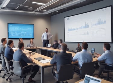 a group of business people in a meeting room