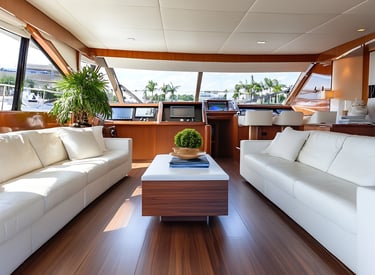 plants and flowers on luxury yacht