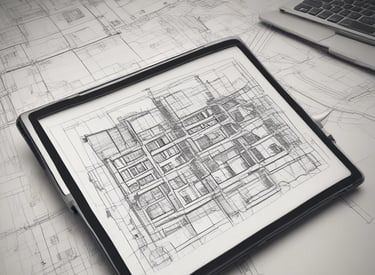 A commercial building site with workers collaborating.