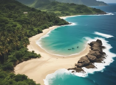 A group of diverse influencers creating content with tropical Pacific backgrounds.