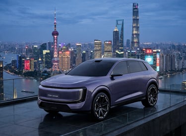 AUDI E7X SUV elétrico na China em rua de Xangai com design moderno e alta autonomia