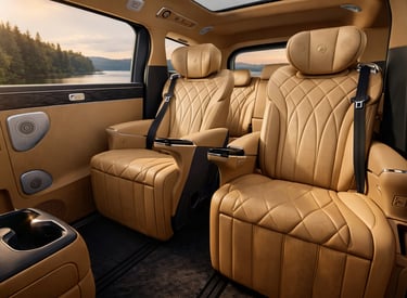 Bancos traseiros do Denza D9 com acabamento premium e conforto elevado