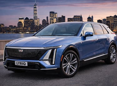 Cadillac Lyriq SUV elétrico de luxo da Cadillac em cenário urbano moderno