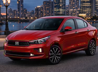 carro grande e barato fiat cronos vermelho sedan moderno em ambiente urbano