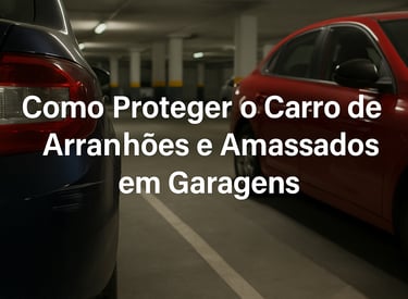 Carros estacionados lado a lado em garagem apertada com risco de arranhões.