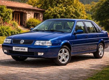 vw Santana zero km em nova cor azul metálica com placa personalizada Santana
