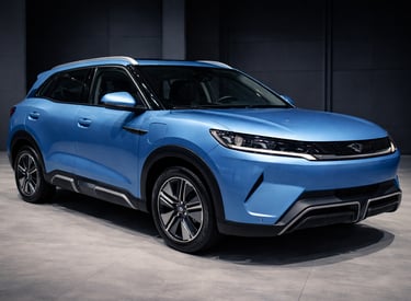 Yuan Pro híbrido flex em destaque na cor azul metálica com novo visual SUV da BYD