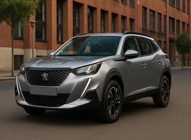 Peugeot 2008 Allure usado estacionado em ambiente urbano com luz natural e margens visíveis nas late