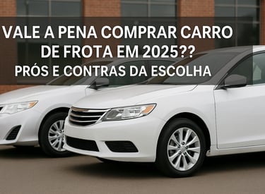 "Imagem de capa com a frase 'Vale a pena comprar carro de frota em 2025? Prós e contras da escolha'.